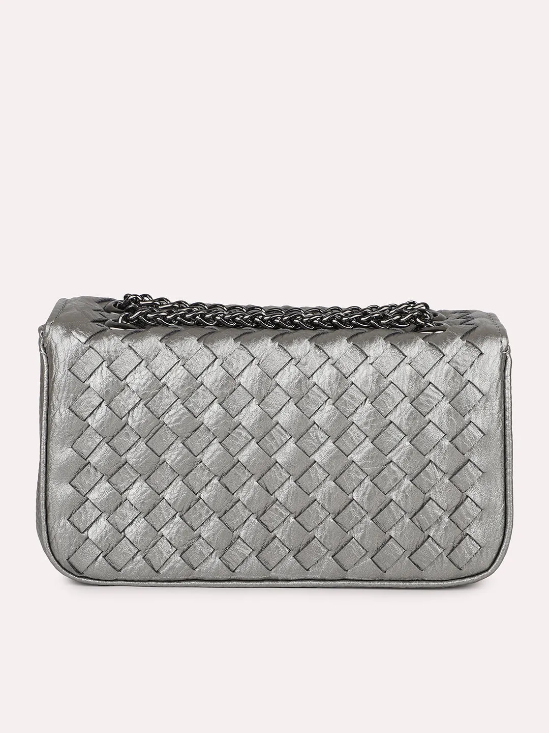 Women Pewter Textured PU Sling Bag