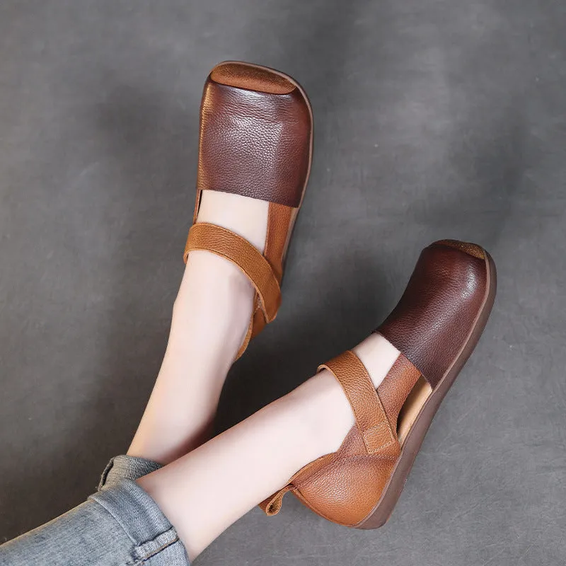 Women Retro Soft Leather Summer Casual Sandals