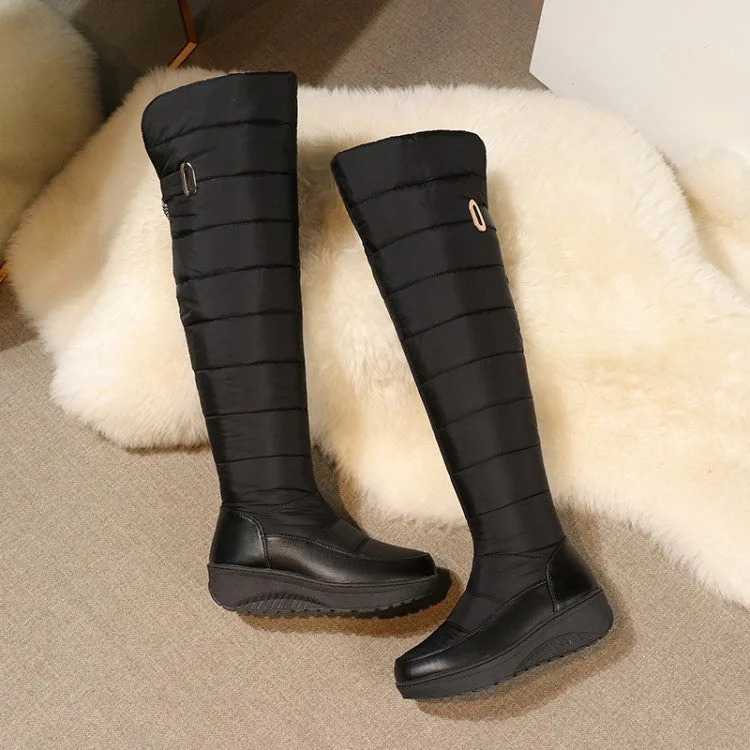 Women's Waterproof Platform Wedge Heels Down Over the Knee Boots for Winter