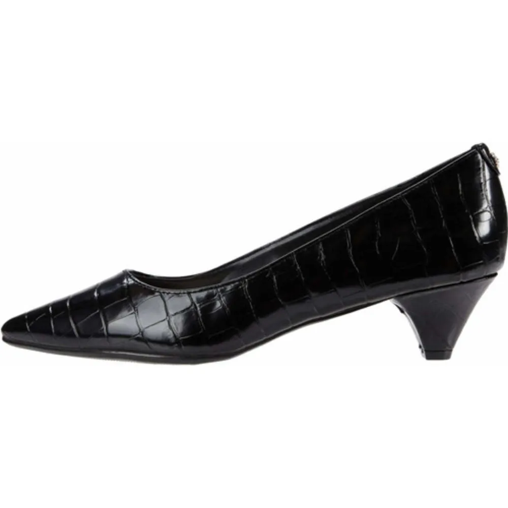 Xeni Black Crocodile Print Leather Anne Klein Pumps