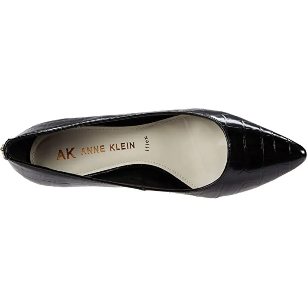 Xeni Black Crocodile Print Leather Anne Klein Pumps