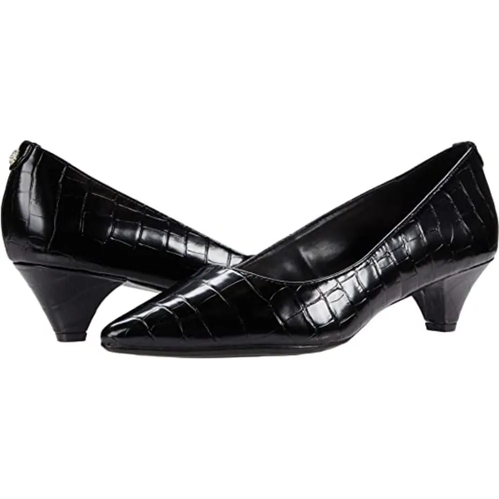 Xeni Black Crocodile Print Leather Anne Klein Pumps