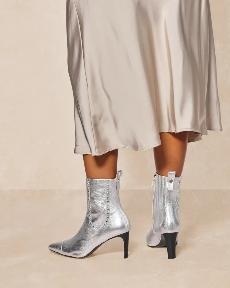 Zoe Silver Heeled Boot